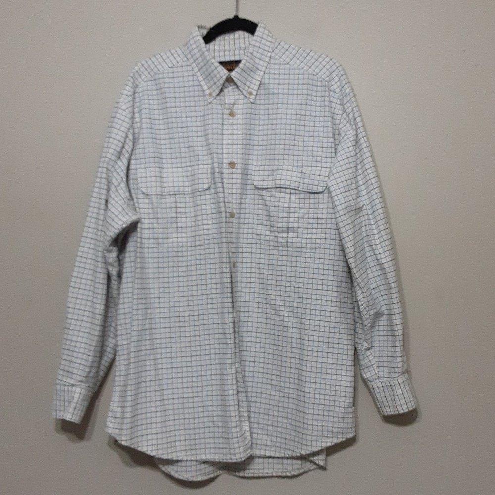 Woolrich men plaid casual button down shirt L casual office y2k retro white